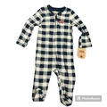 For Sale: Levi’s Baby Romper Pajamas One-Piece Blue Buffalo Plaid Footed Sl