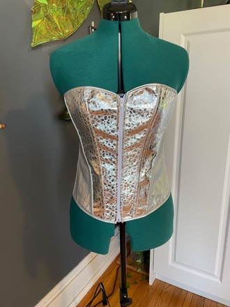 Silver metallic Overbust corset