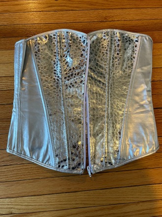 Silver metallic Overbust corset