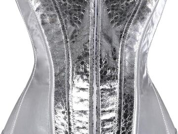 Selling with online payment: Silver metallic Overbust corset