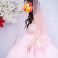Selling: Pre-owned Pink Rose Flower Veil with White Organza Flower
