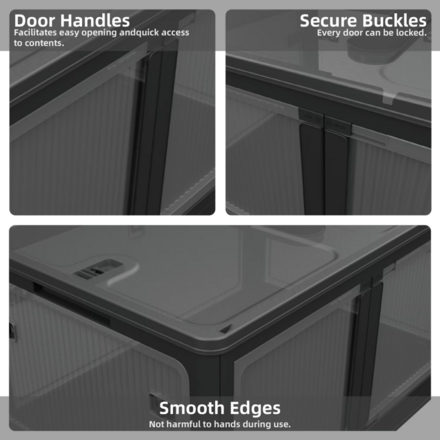 3-Pack Transparent Stackable Storage Bins with 5 Doors to Open wi