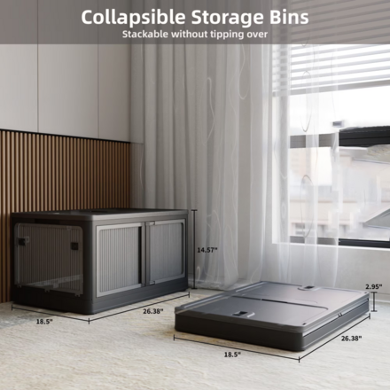 3-Pack Transparent Stackable Storage Bins with 5 Doors to Open wi