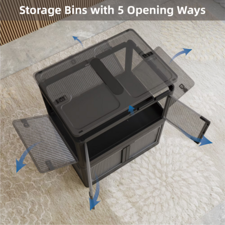 3-Pack Transparent Stackable Storage Bins with 5 Doors to Open wi