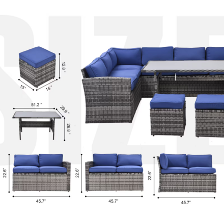 Outdoor Patio Furniture Set,7 Pieces Outdoor Sectional Conversati