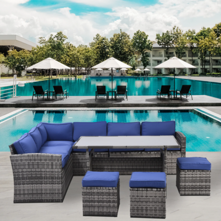 Outdoor Patio Furniture Set,7 Pieces Outdoor Sectional Conversati
