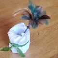 Vente au détail: Stylo et bouquet de plumes vertes et marron 