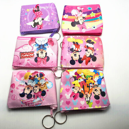 192pcs Coin Purse Clutch Bag Kids Mickey Keychain Storage Bag
