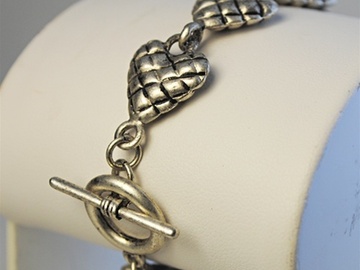 Bulk Lots: 34 pcs-Antique Puffed Hearts Bracelets--$2.99 ea