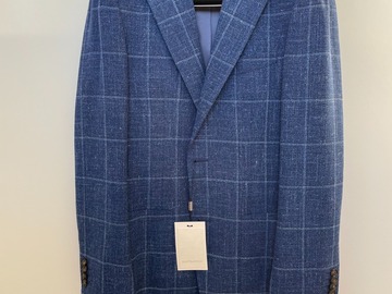 Selling with online payment: [EU] NWT Suitsupply mid blue windowpane jacket, size 38R