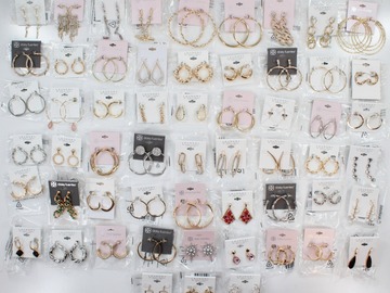 Bulk Lots: 100 Pairs of Designer Gold Silver Crystal Earrings