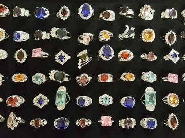 Bulk Lots: 72 Ladies Cocktail rings--Multi Cluster Rhinestone-$2.99 ea