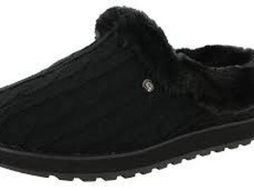 Bulk Lots: Skechers Sweater Knit Faux Fur Slippers in Black & Charcoal Color