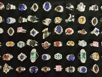 Bulk Lots: 72 Ladies Cocktail rings-- Multi Cluster Rhinestone--$2.99 ea