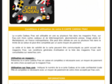 Vente: e-Carte cadeau Fnac (20€)