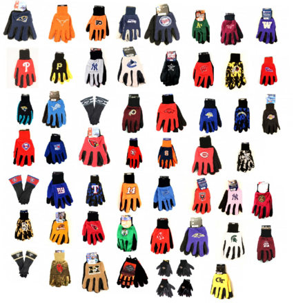 50x Sports Teams Winter/Dress/Work Gloves, Official Gear