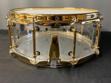 Selling with online payment: Clear Acrylic Snare Drum with Brass Hardware FR-14x6-GH