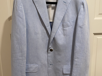Selling with online payment: Sky Blue Single Breasted Linen Cotton Havana Suit (size 40)