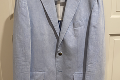 Selling with online payment: Sky Blue Single Breasted Linen Cotton Havana Suit (size 40)