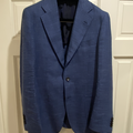 Selling with online payment: Mid Blue Houndstooth Wool Silk Linen Drago Blazer (size 40)