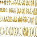 Bulk Lots: Lot of 36 Pairs Gold Hoop Earrings Set for Women Multipack, Hypoa