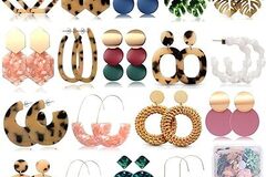 Bulk Lots: Lot of 18 Pairs Statement Earrings for Women Straw Rattan Earring