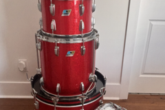 Selling with online payment: 1968 Ludwig 5 Piece Set, Red Sparkle (Key Stone + Blue & Olive) 