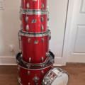 Selling with online payment: 1968 Ludwig 5 Piece Set, Red Sparkle (Key Stone + Blue & Olive) 