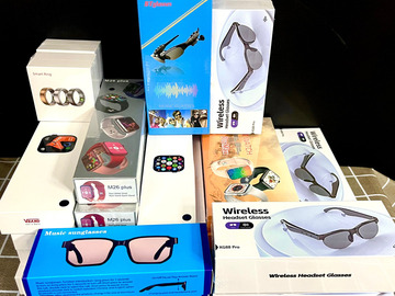 Bulk Lots: 55 Pcs Smart Watches & Smart Rings & Wireless Headset Glasses