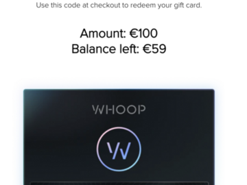 Vente: e-Carte cadeau Whoop Europe (59€)