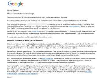 Vente: Code réduction Google Pixel (120€)