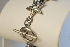 Bulk Lots: 40-Antique Silver Stars Bracelet w/Toggle Clasp 7 1/2"-$2.99