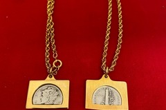 Bulk Lots: 20 pcs--Vintage sterling silver dime on 18" rope chain--$4.99