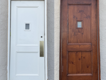 Selling: Swinging Mahogany Doors w/Jambs + Speak-easy + Hardware $875ea.