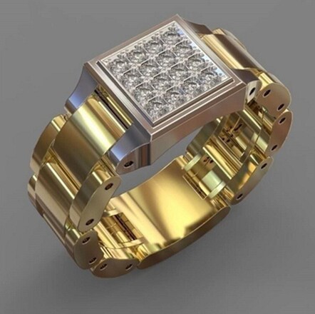 202pcs Gold-tone cross ring with rhinestones