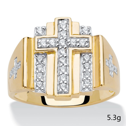 202pcs Gold-tone cross ring with rhinestones
