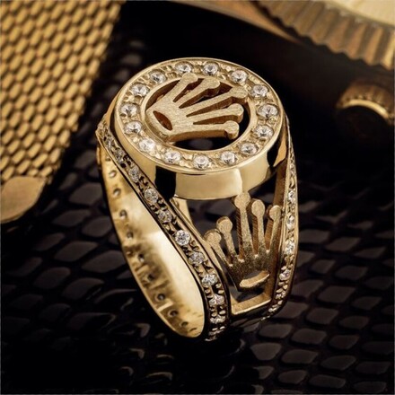 202pcs Gold-tone cross ring with rhinestones