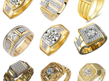 Bulk Lots: 202pcs Gold-tone cross ring with rhinestones