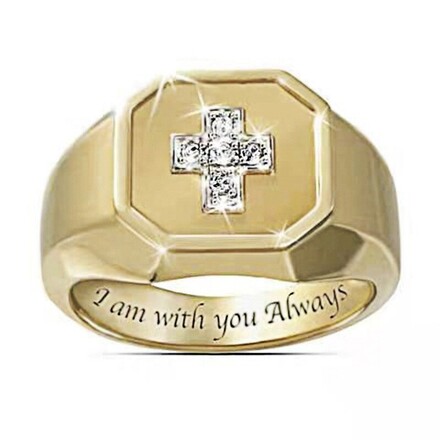 202pcs Gold-tone cross ring with rhinestones