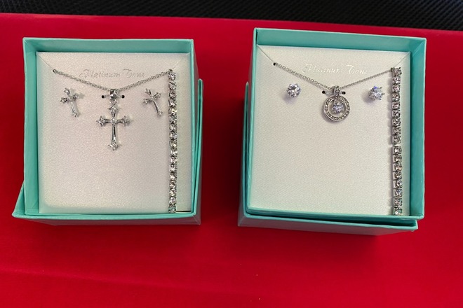 30 pcs-Ten Rhinestone Necklace, Earrings & Bracelet Sets in Box