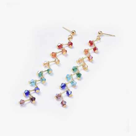 60pcs Colorful Cascades Dangle Earrings and Glass Bead Necklace 