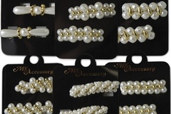 Bulk Lots: 600 pcs-Pearl Beaded Hair Barrettes-Gold Accent-$0.16 pcs
