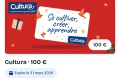 Vente: e-Carte cadeau Cultura (100€)