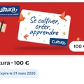 Vente: e-Carte cadeau Cultura (100€)
