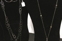 Bulk Lots: 50 sets-Designer Name Gunmetal Necklace & Earring Sets-$1.99 set