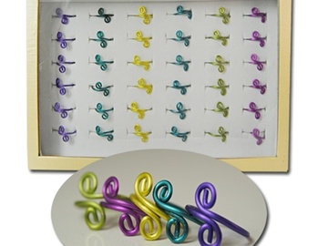 Bulk Lots: 324 pcs-Neon Toe Ring with Display-$0.30 pcs