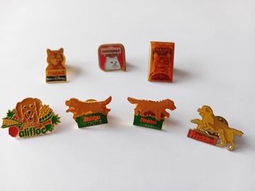 Vente: Lot de 7 pin's FRISKIES chat et chien