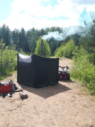 Kotateltta Nova Explorer ja kamina 