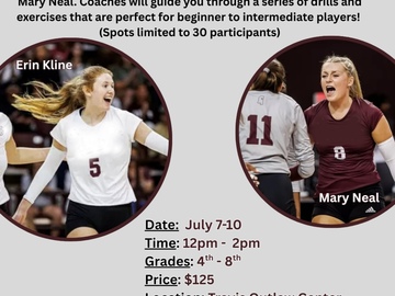 Oferta: Starkville Parks Mississippi State Volleyball Clinic (July 7-10)