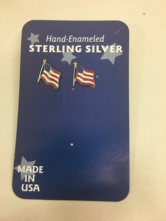 50 pairs-Genuine Sterling Silver Flag Earrings-$2 pair